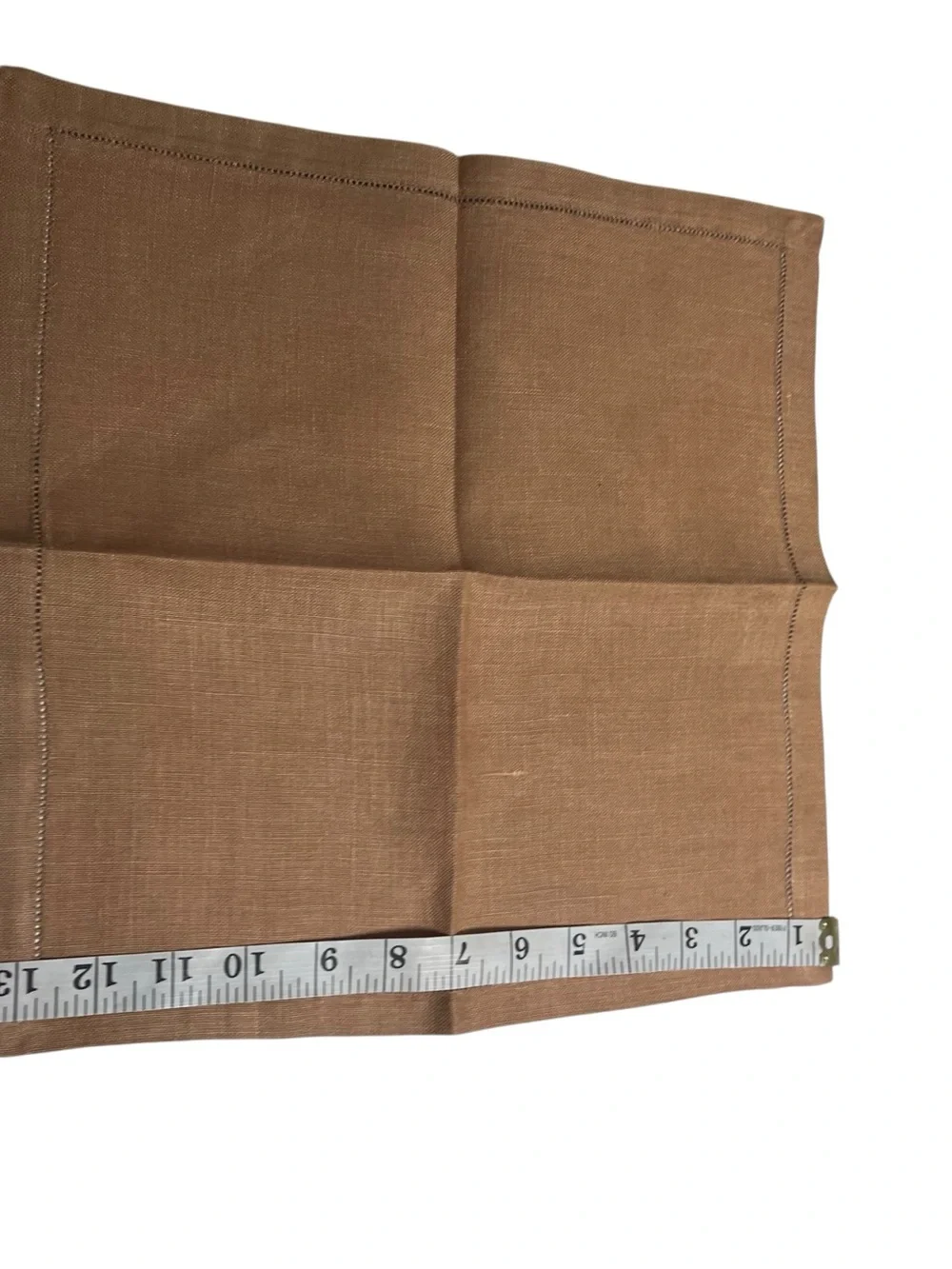 Vtg Belleair Royal Irish Linen Set Brown Hemstitch 7 Pcs (Missing 1 Napkin)